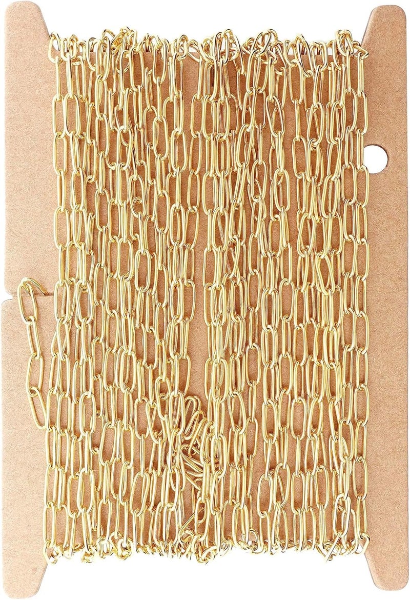 THREENEST 16.4-Feet Width 2.5mm Stainless Steel Paperclip Chains, 18K Real Gold Plated, Soldered Cable Long Craft Chain for Necklace Bracelet Earring Jewelry Making (2200-GOLD-5M) - Image 1